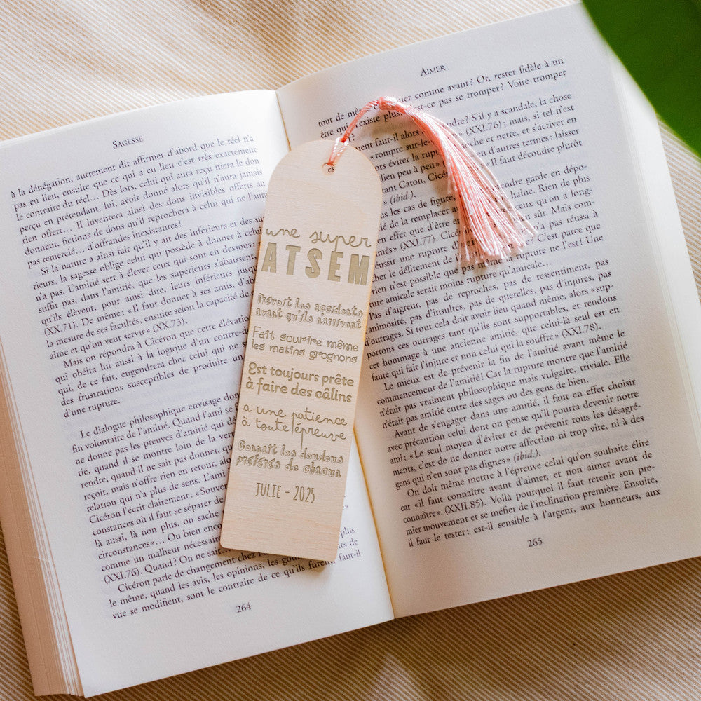 Marque-Pages en Bois Atsem à Personnaliser - Marque-Pages Personnalisé