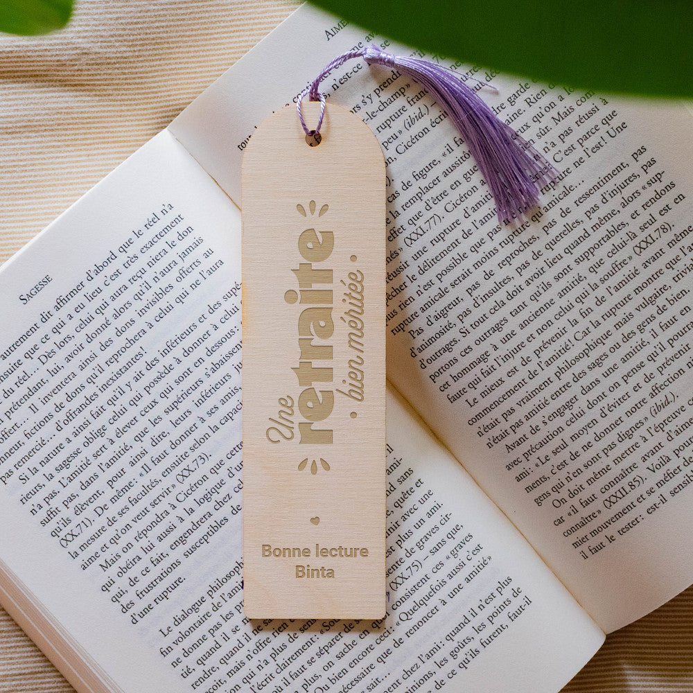 Marque-Pages en Bois Retraite à Personnaliser - Marque-Pages Personnalisé