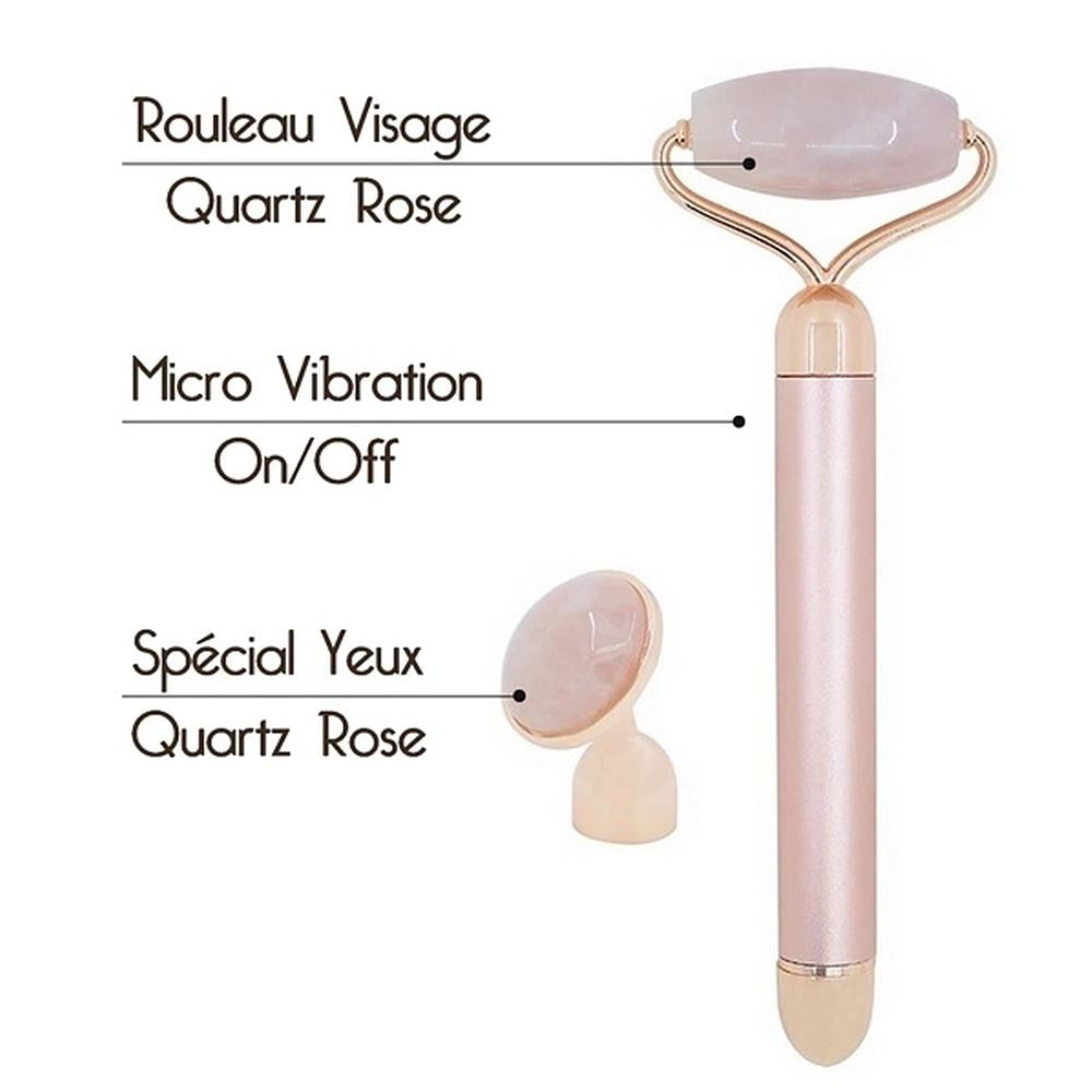 Masseur Visage Electrique Quartz Rose - Accessoires de Massage