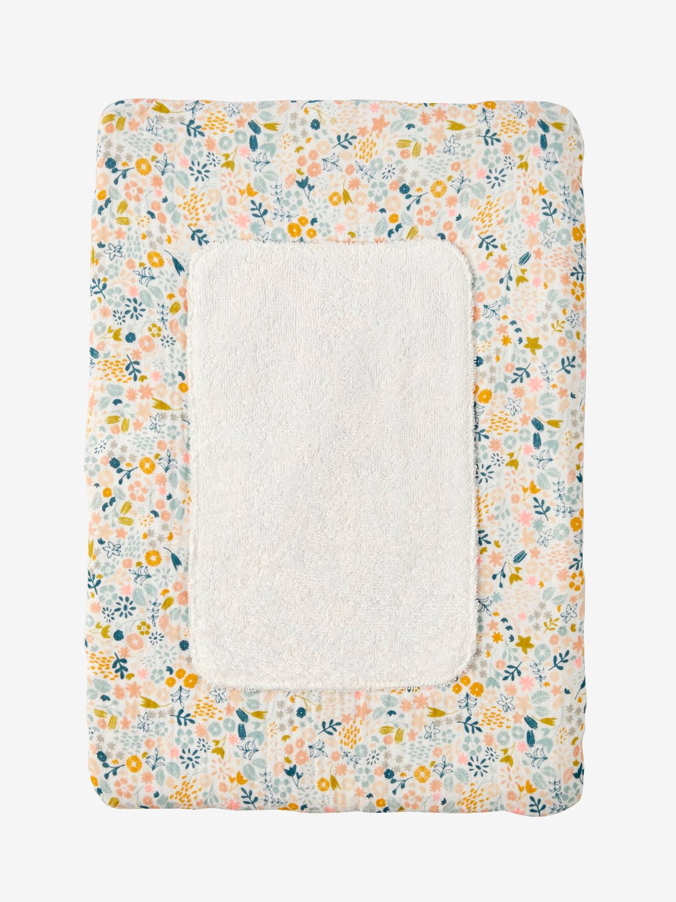 Matelas à langer pour poupon en gaze de coton fleurette