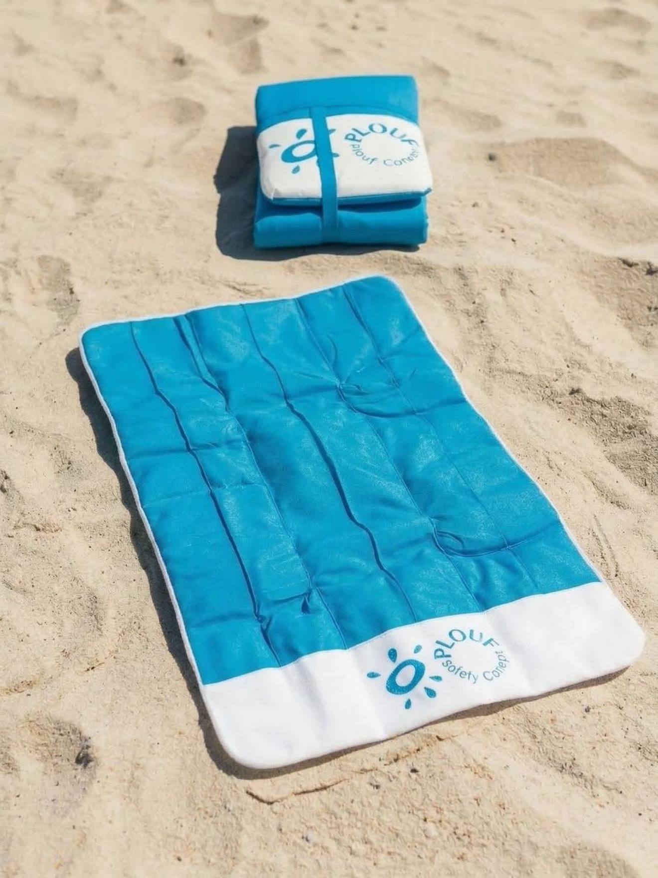 Matelas de plage flottant 2 en 1 bleu ciel