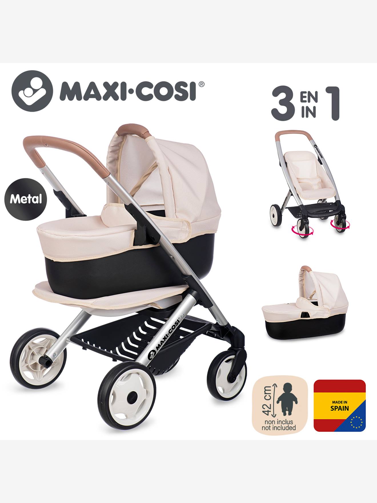 Maxi cosi poussette landau 3 en 1 - beige