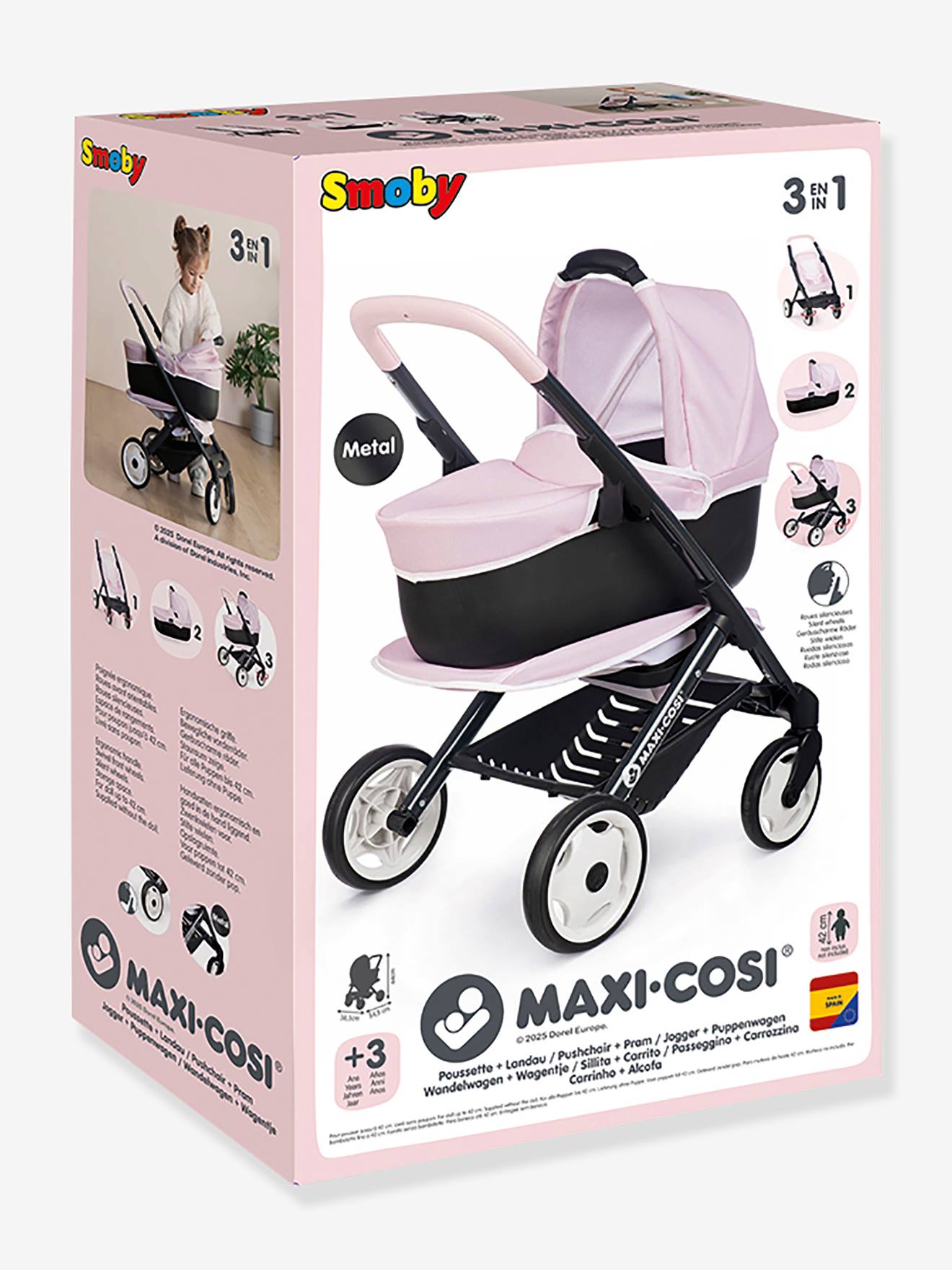 Maxi cosi poussette landau 3 en 1 - rose pâle