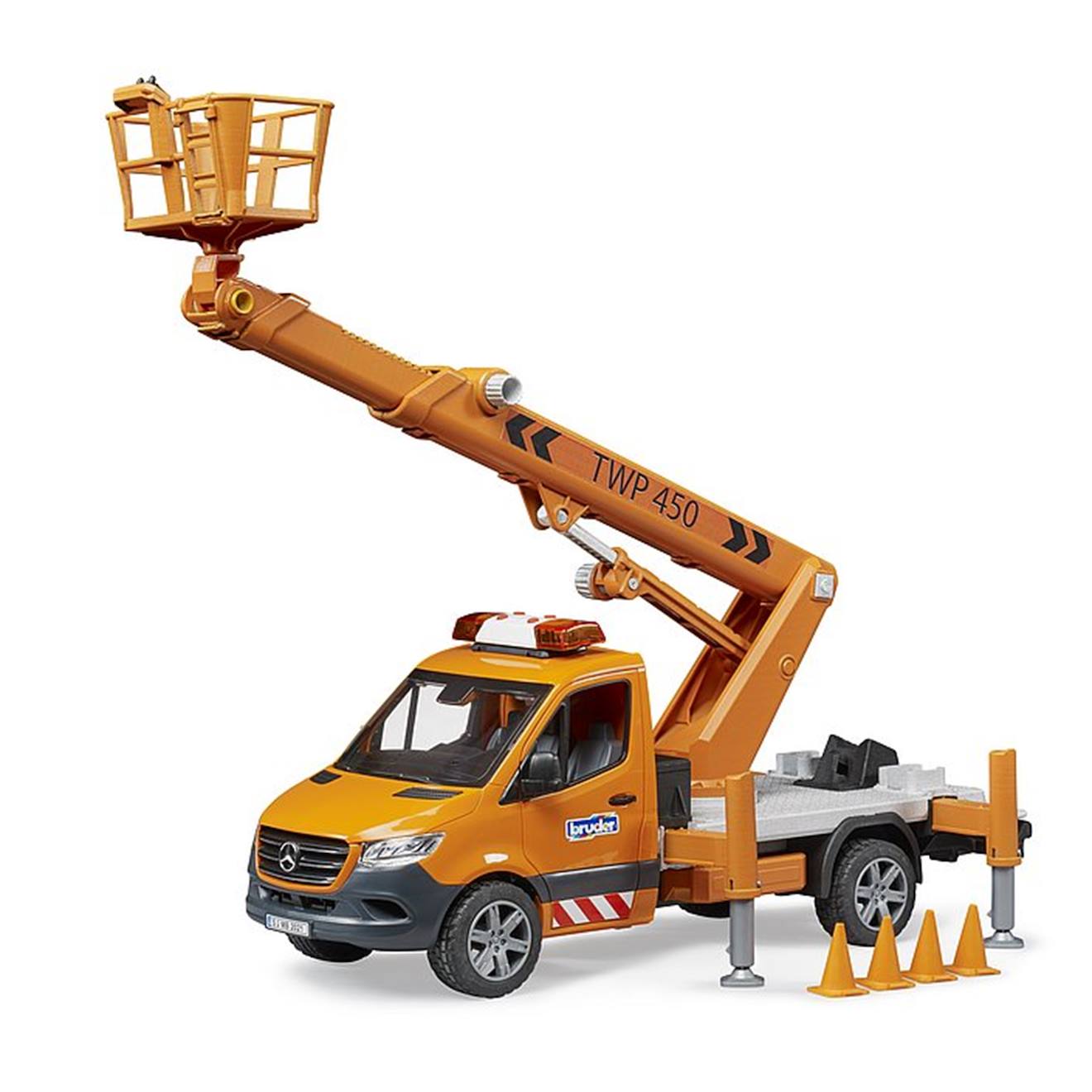 Mb sprinter avec plateforme de travail et module son + lumière orange