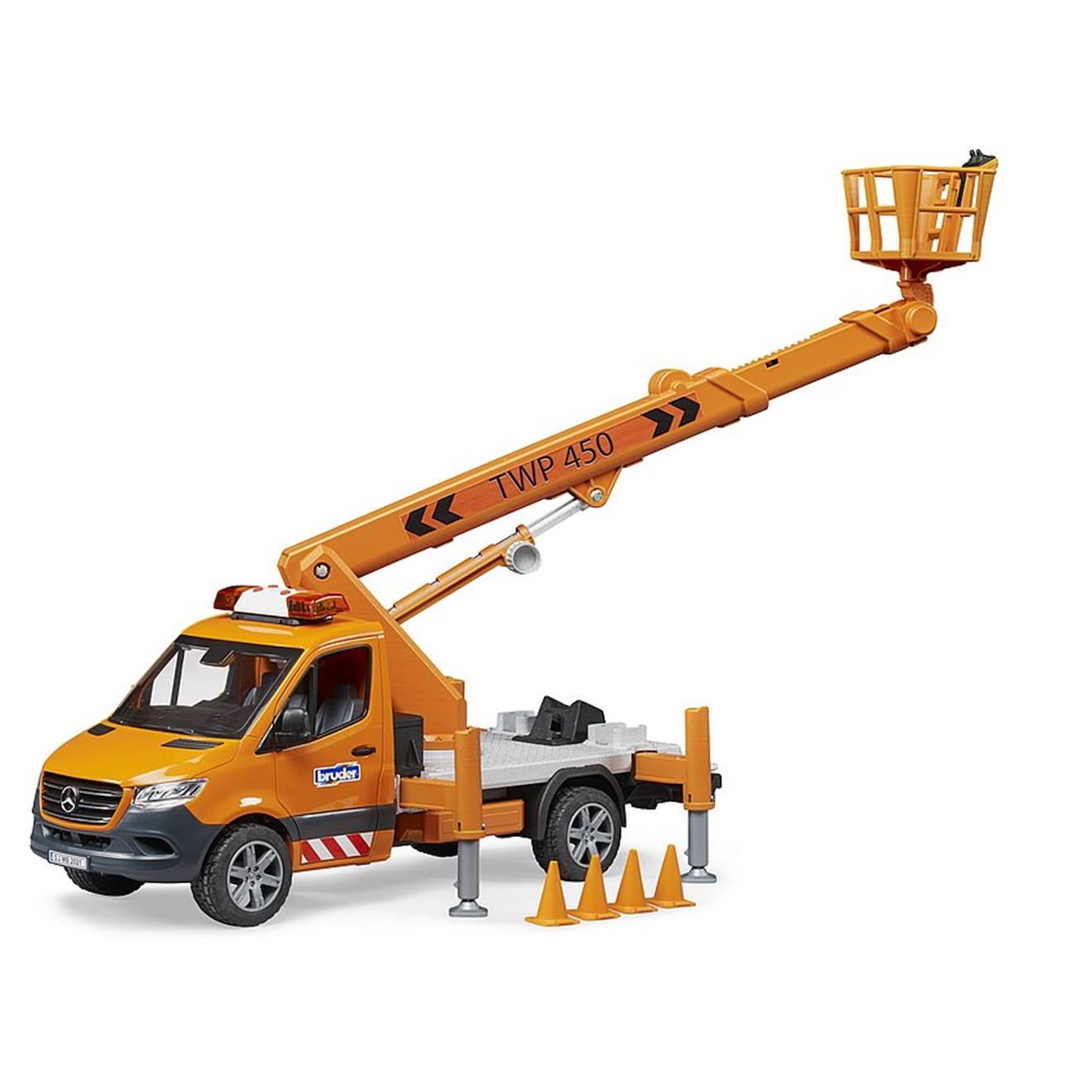 Mb sprinter avec plateforme de travail et module son + lumière orange