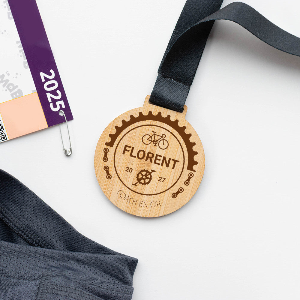 Médaille en Bois Cyclisme à Personnaliser - Médailles Personnalisées