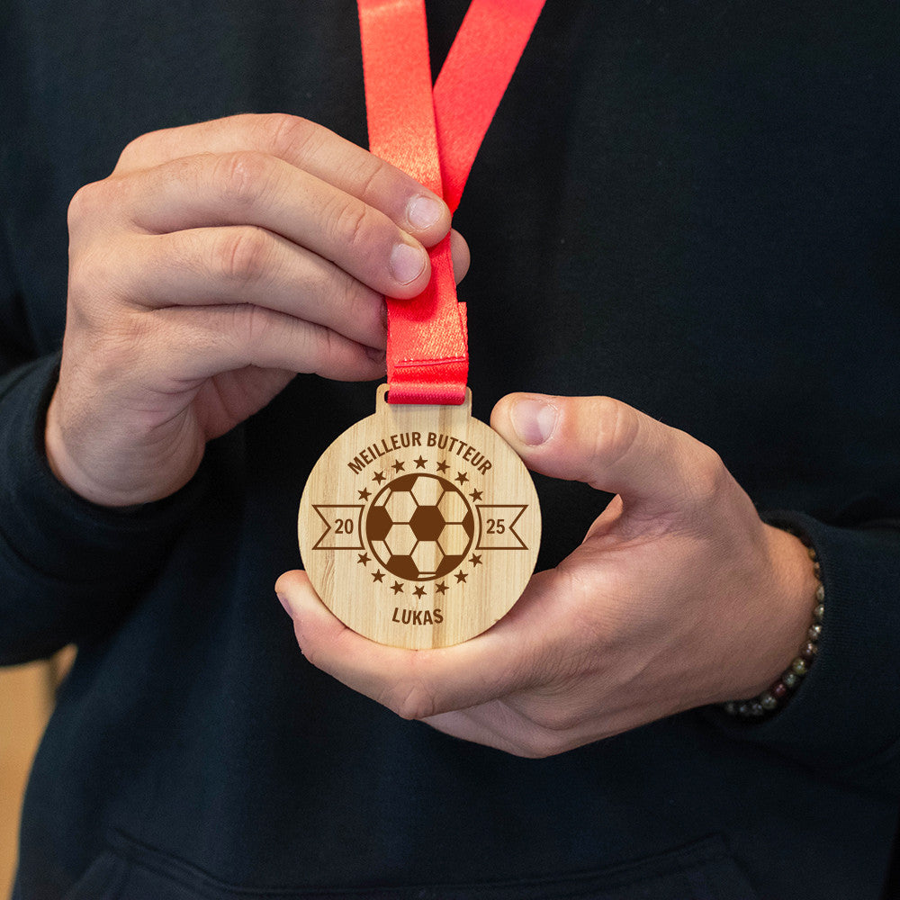 Médaille en Bois Football à Personnaliser - Médailles Personnalisées