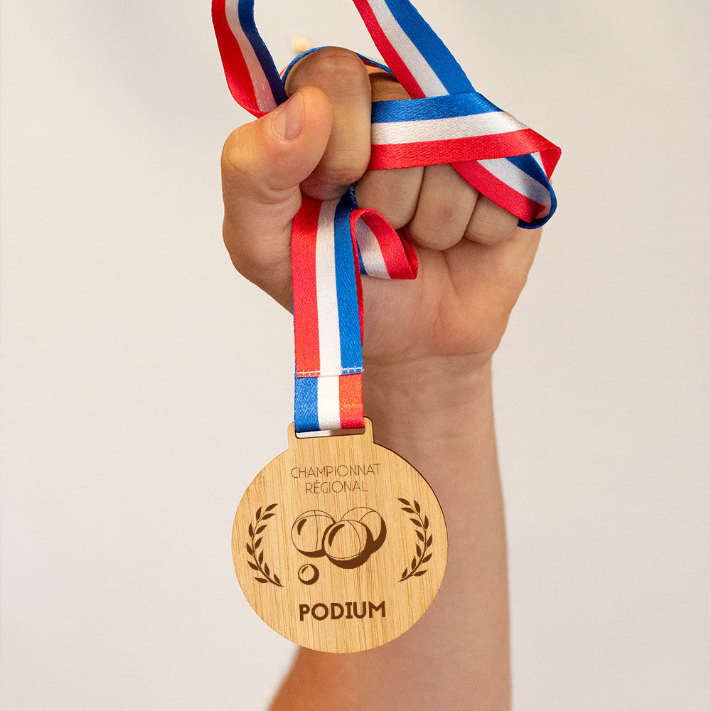 Médaille en Bois Pétanque à Personnaliser - Médailles Personnalisées