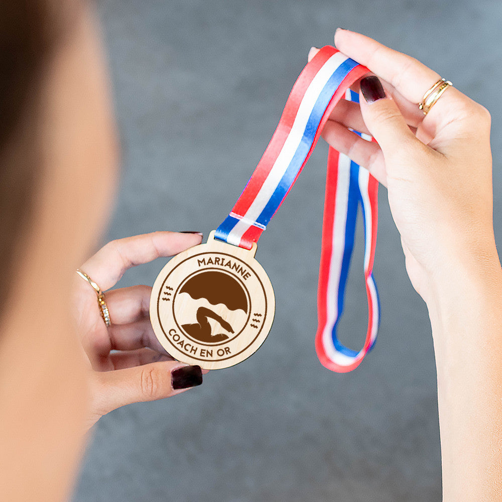 Médaille en Bois Natation à Personnaliser - Médailles Personnalisées