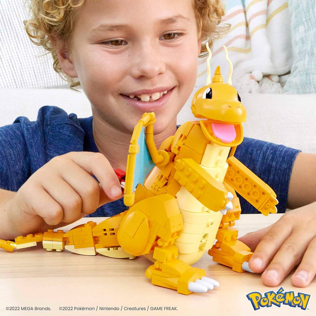 Mega pokémon - coffret construction dracolosse de 388 pièces jaune