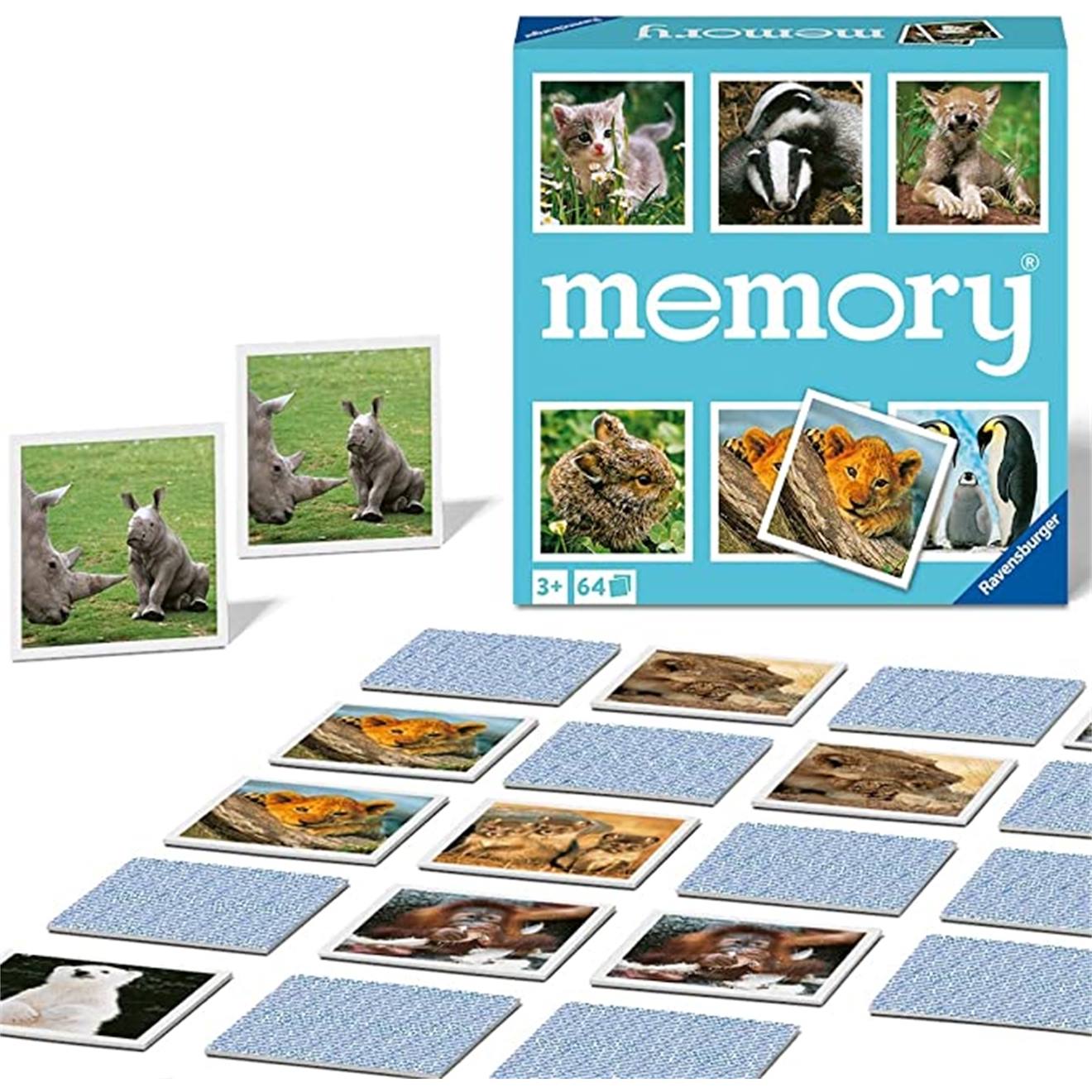 Memory enfants animaux - le jeu classique pour les fans d'animaux multicolore