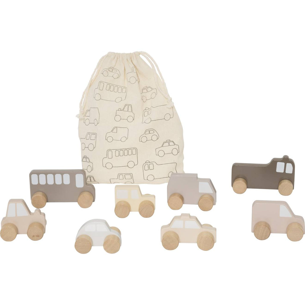 Mes premières voitures en bois nature ecru, beige, marron