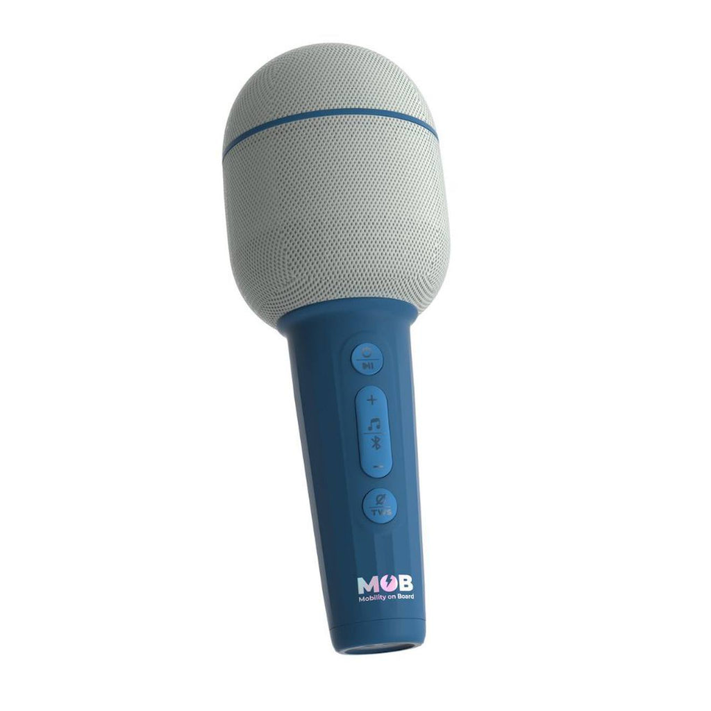Micro groovy navy - micro karaoké Bluetooth, effets de voix, mode duo et pochette bleu navy