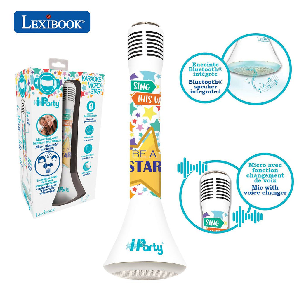 Micro karaoké sans fil avec enceinte Bluetooth iparty multicolore