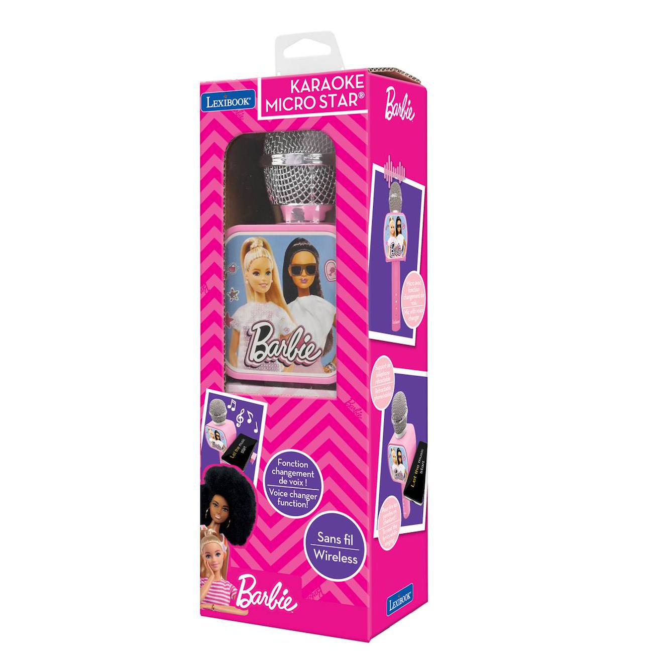 Micro karaoké sans fil Barbie avec enceinte Bluetooth multicolore
