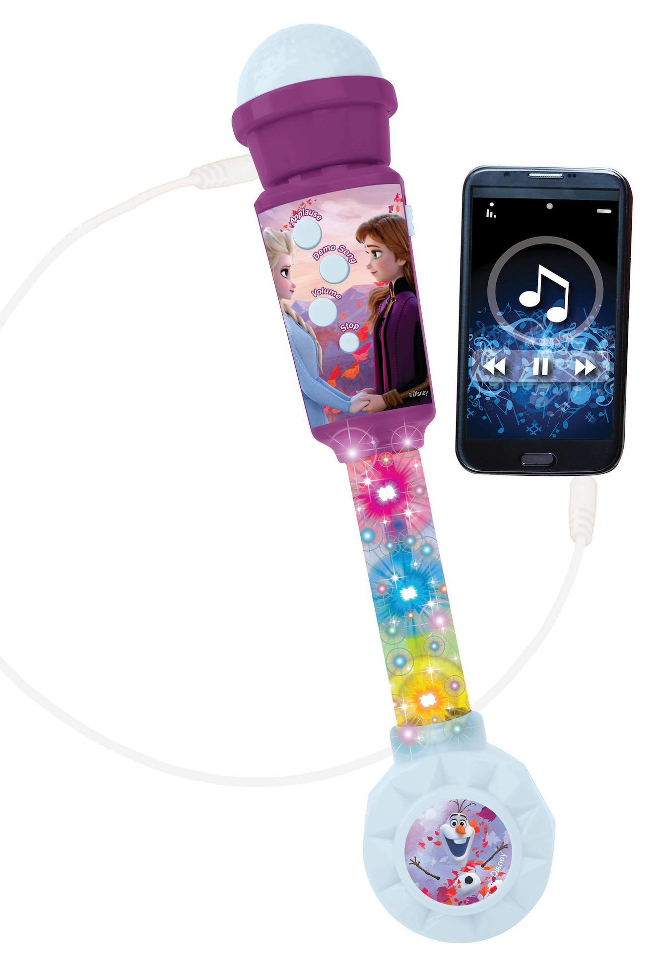 Microphone Reine des Neiges avec tube lumineux et enceinte multicolore