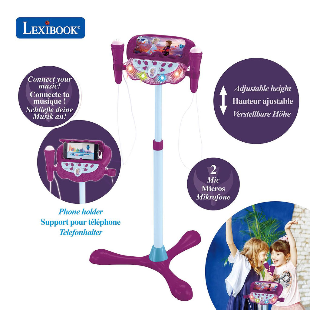 Microphone sur pied enceinte Bluetooth Reine des Neiges violet