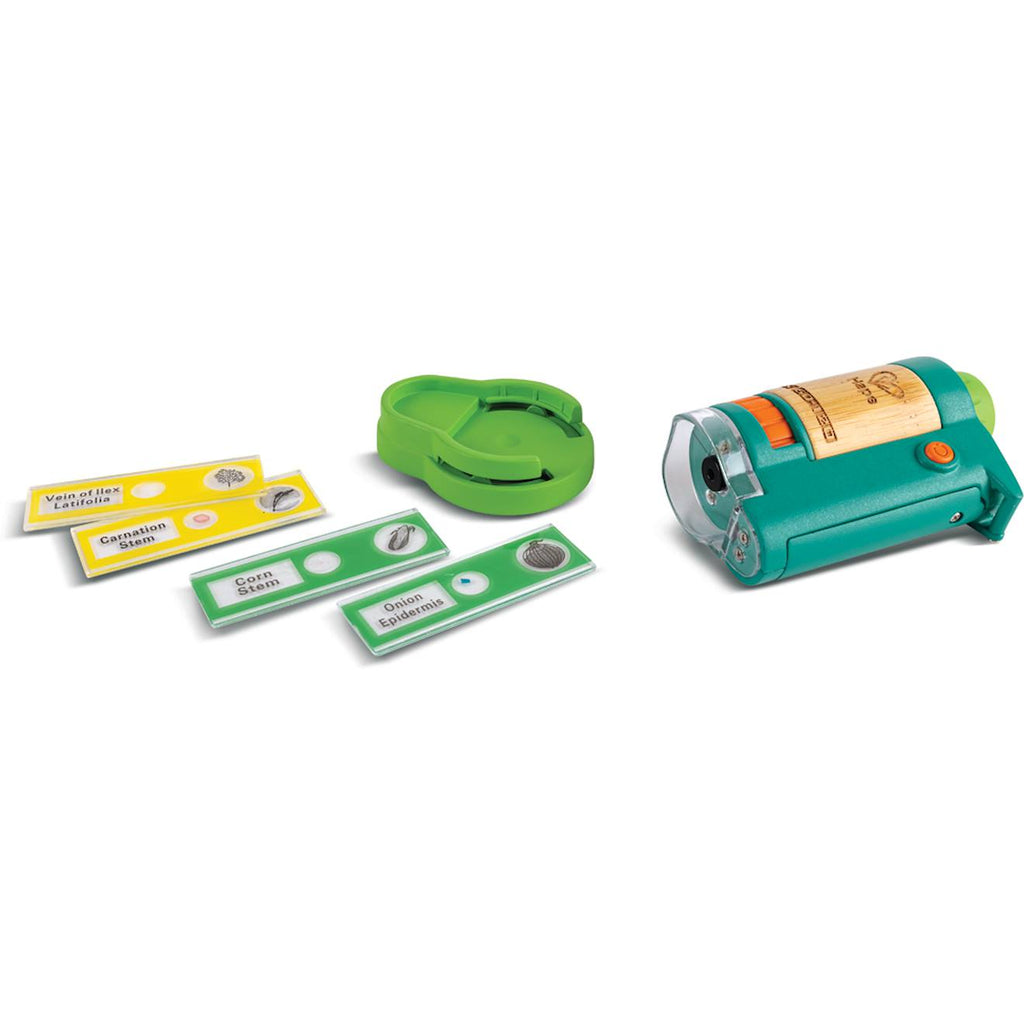 Microscope en bambou bleu, vert, orange
