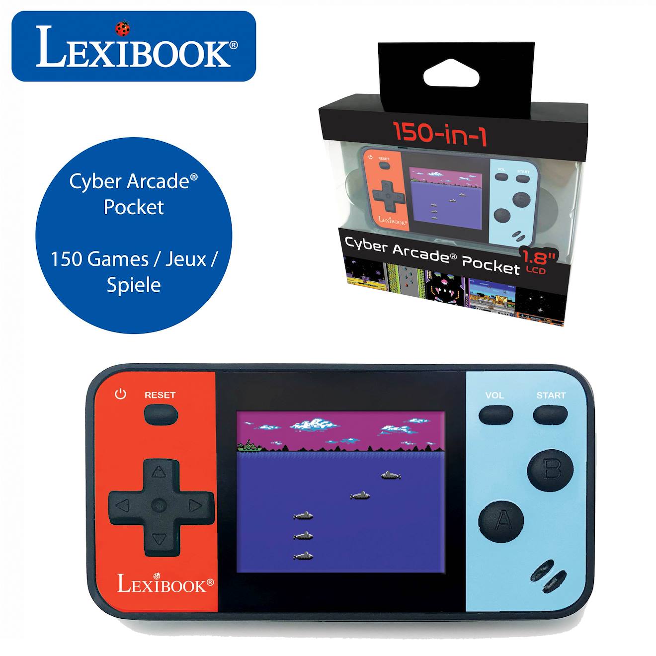 Mini console de jeux portable couleur cyber arcade pocket multicolore