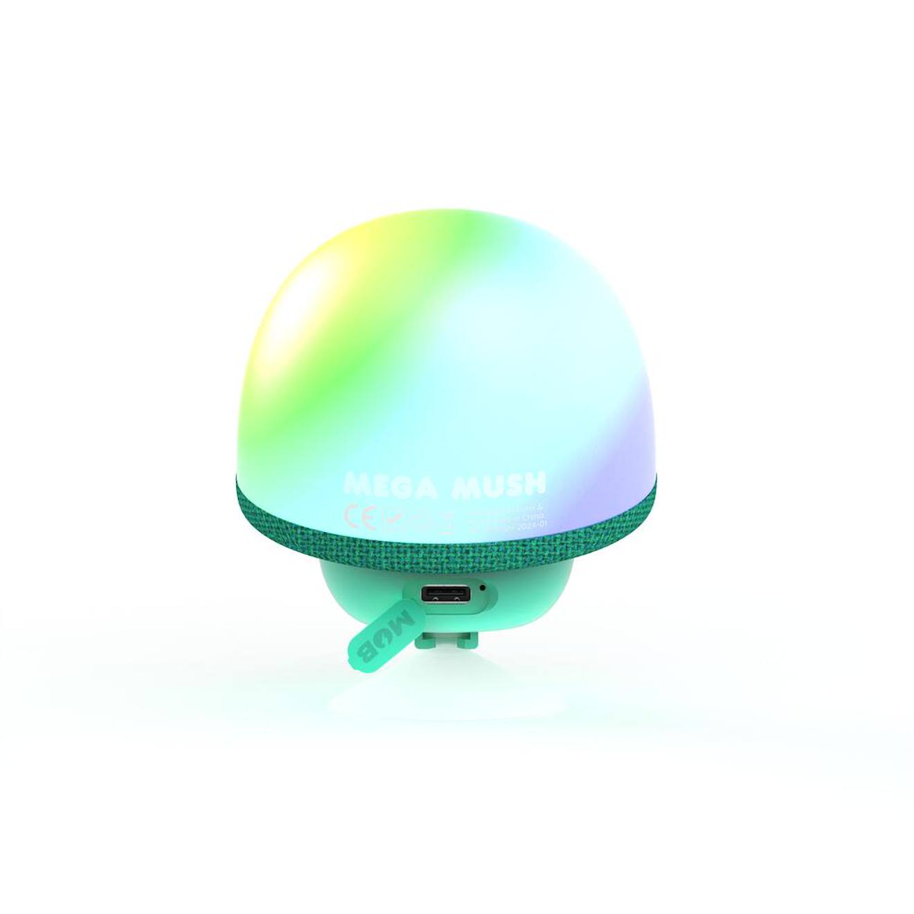 Mini enceinte champignon avec lumières LED & ventouse vert