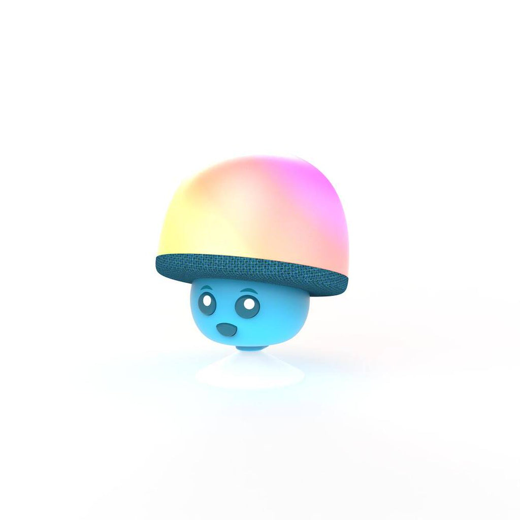 Mini enceinte champignon avec lumières LED & ventouse bleu