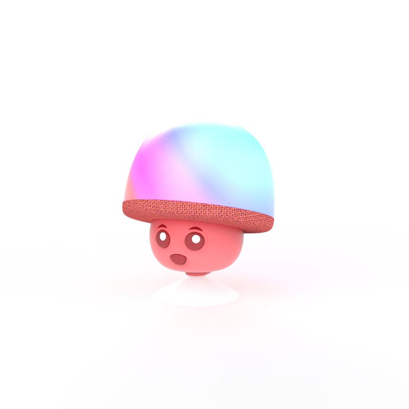 Mini enceinte champignon avec lumières LED & ventouse rose