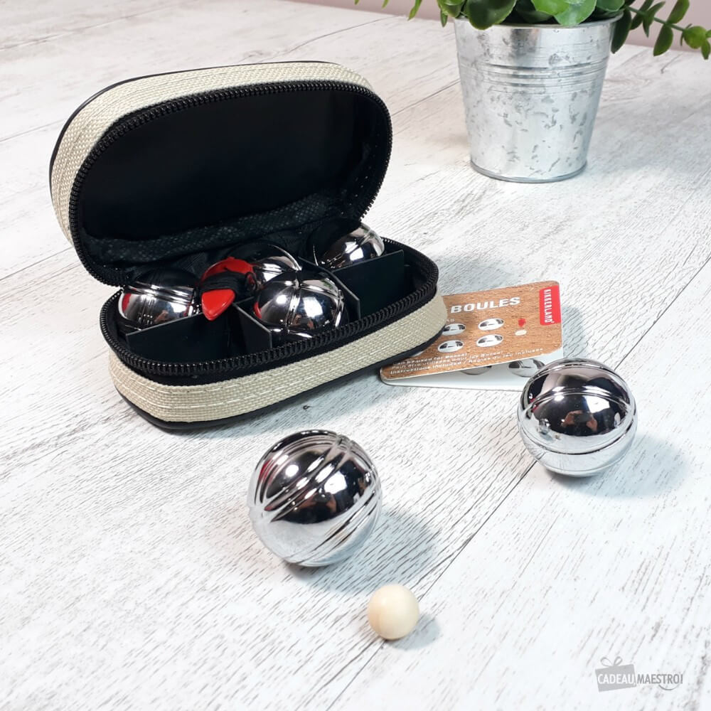 Mini Jeu 6 Boules de Pétanque en Acier - Jeu d'Adresse Kikkerland