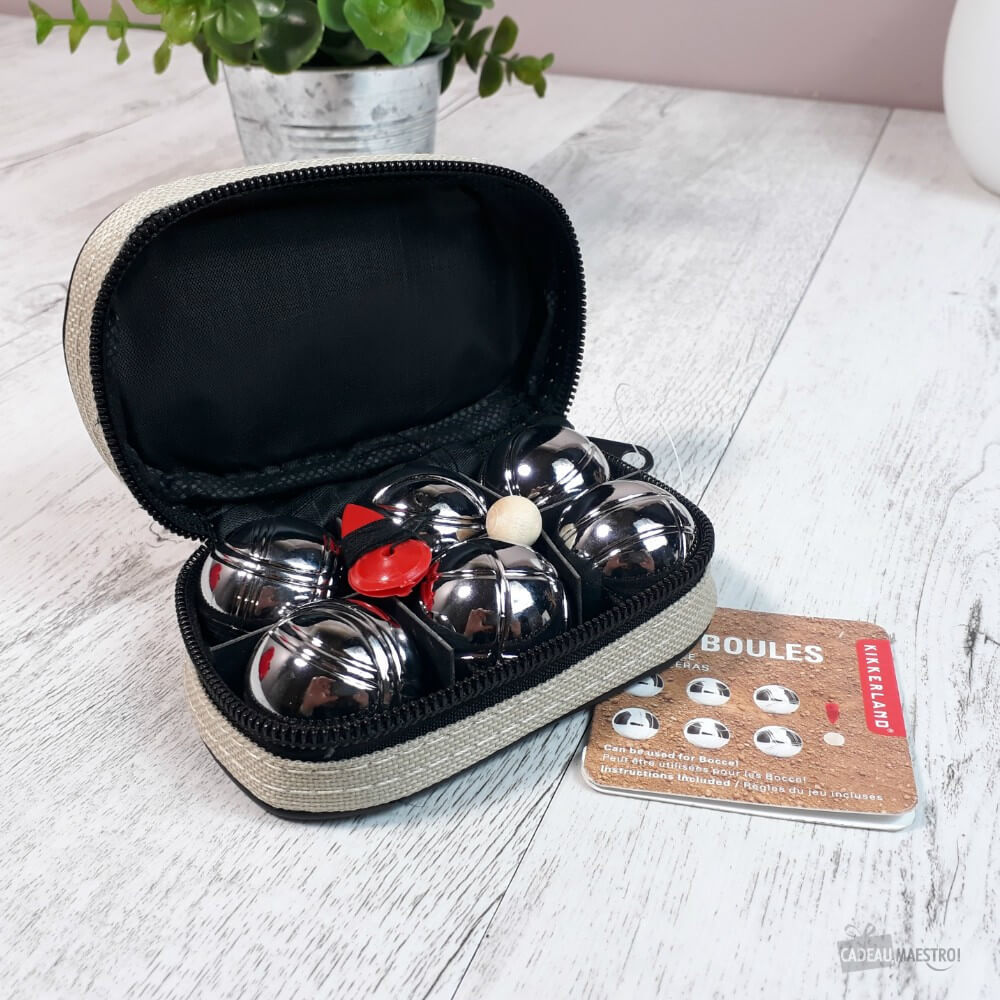 Mini Jeu 6 Boules de Pétanque en Acier - Jeu d'Adresse Kikkerland