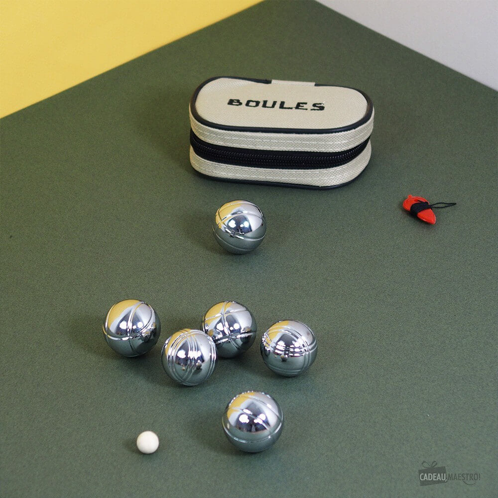 Mini Jeu 6 Boules de Pétanque en Acier - Jeu d'Adresse Kikkerland