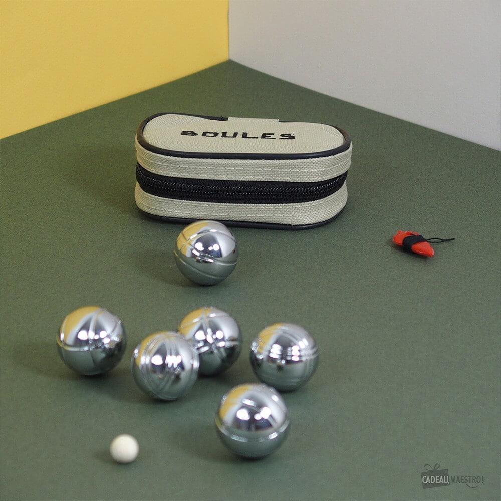 Mini Jeu 6 Boules de Pétanque en Acier - Jeu d'Adresse Kikkerland