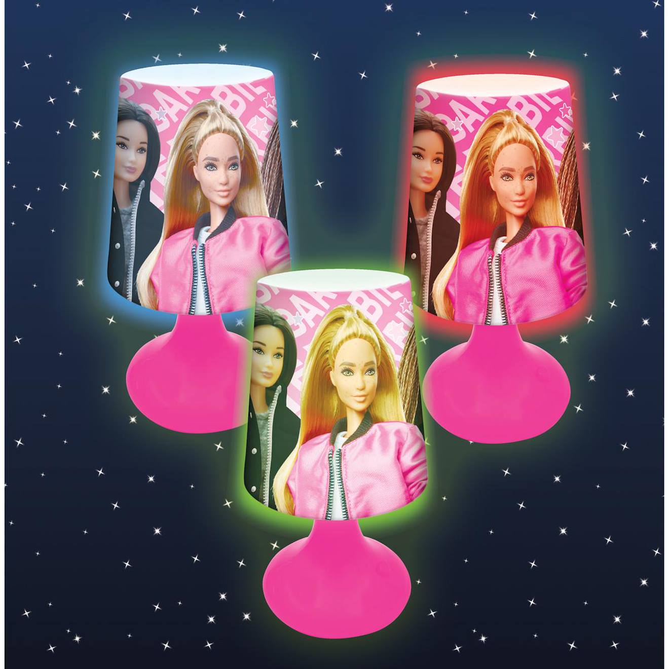 Mini lampe de chevet veilleuse sans fil Barbie rose