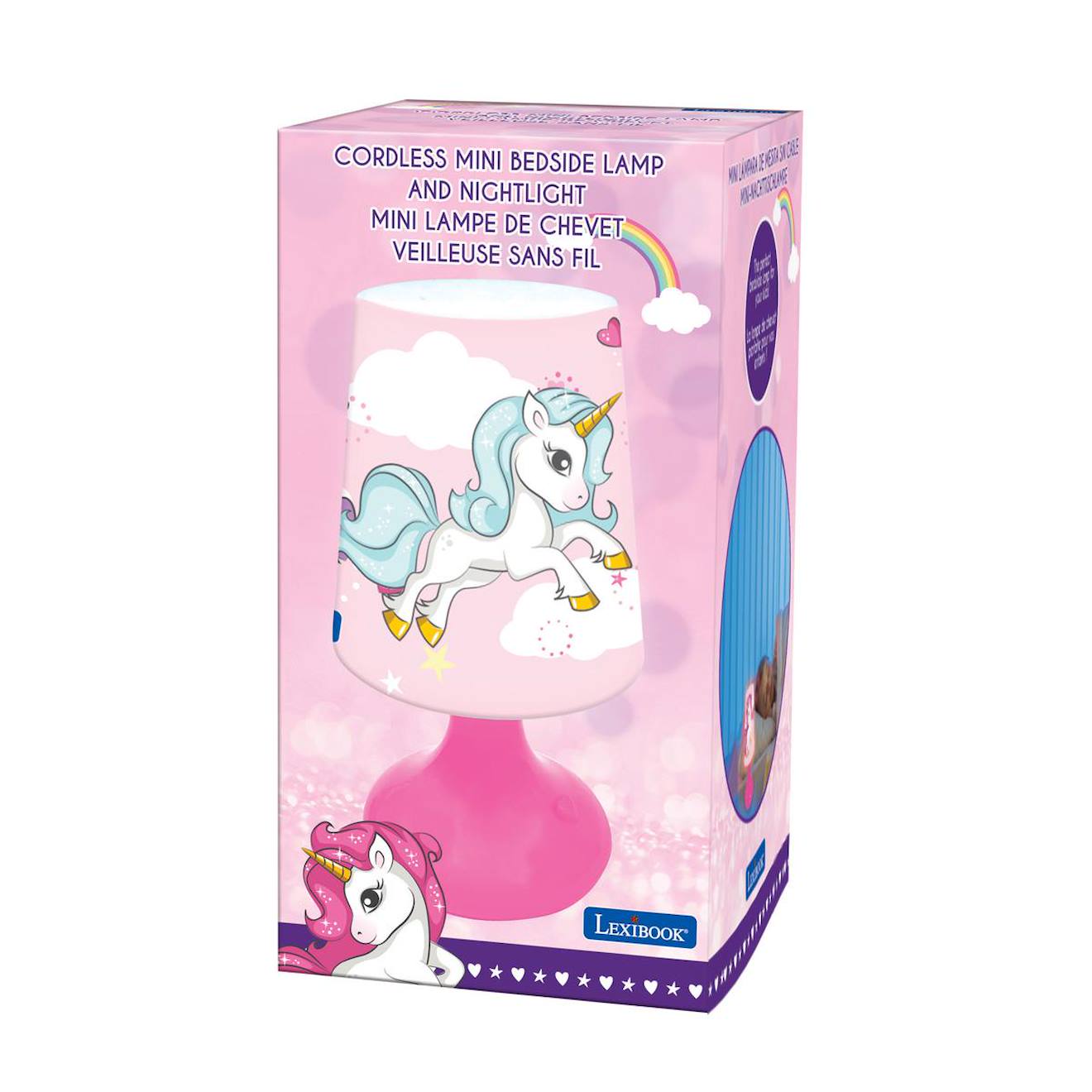 Mini lampe de chevet veilleuse sans fil licorne rose