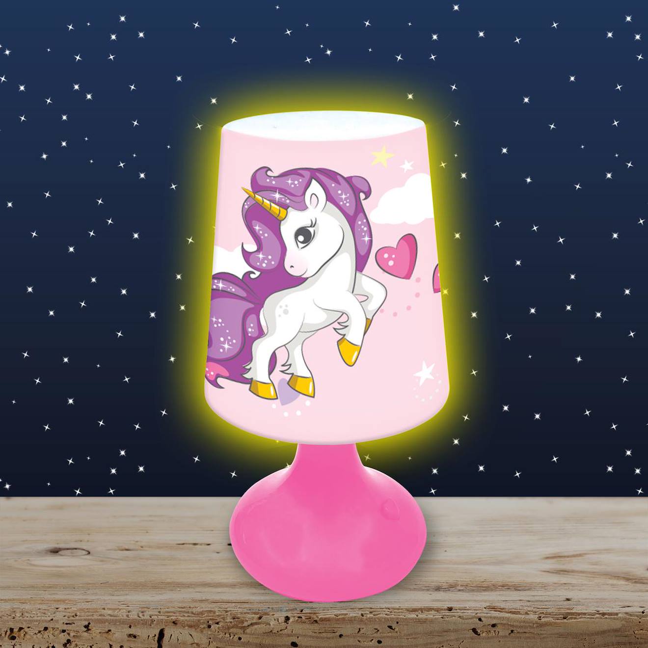 Mini lampe de chevet veilleuse sans fil licorne rose