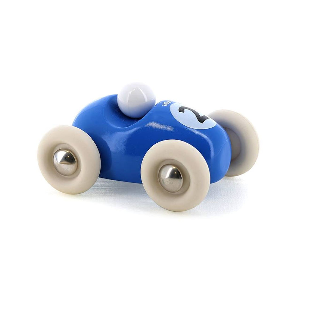 Mini roadster en bois bleu