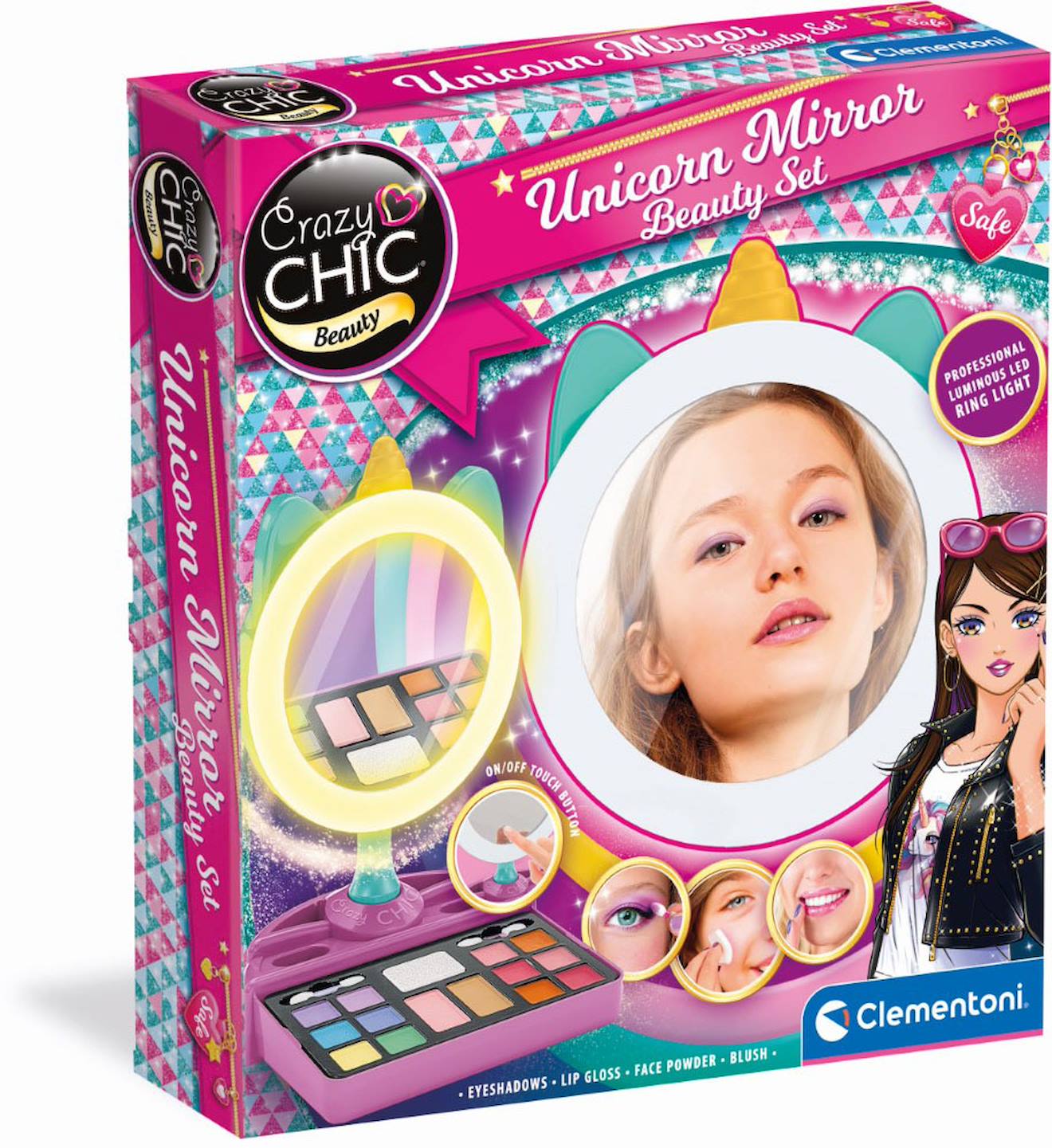 Miroir maquillage lumineux multicolore