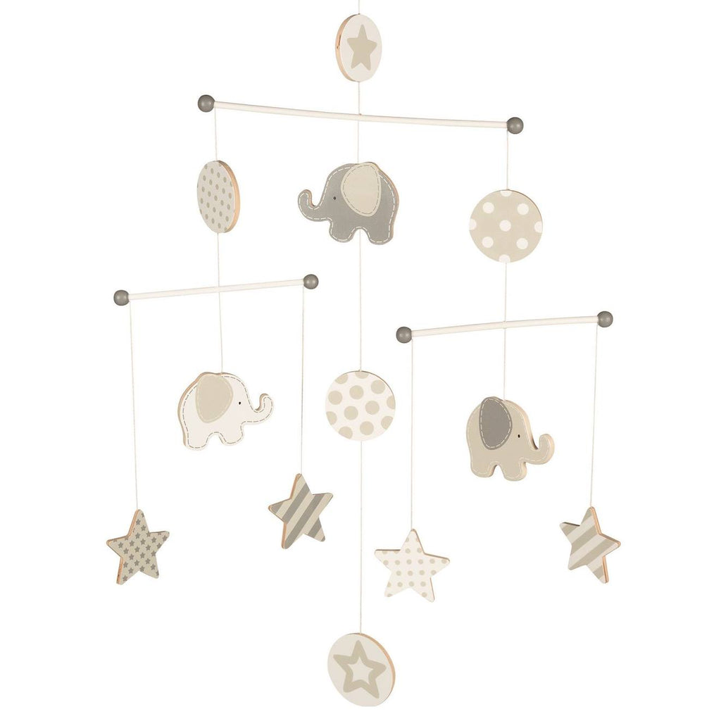 Mobile éléphants et étoiles gris