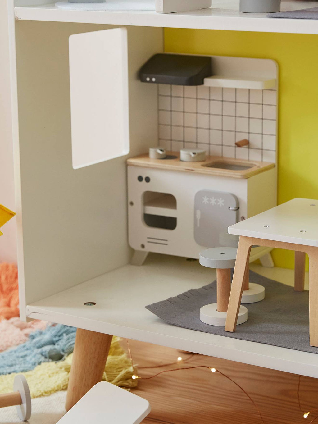 Mobilier de cuisine pour poupée mannequin en bois FSC blanc