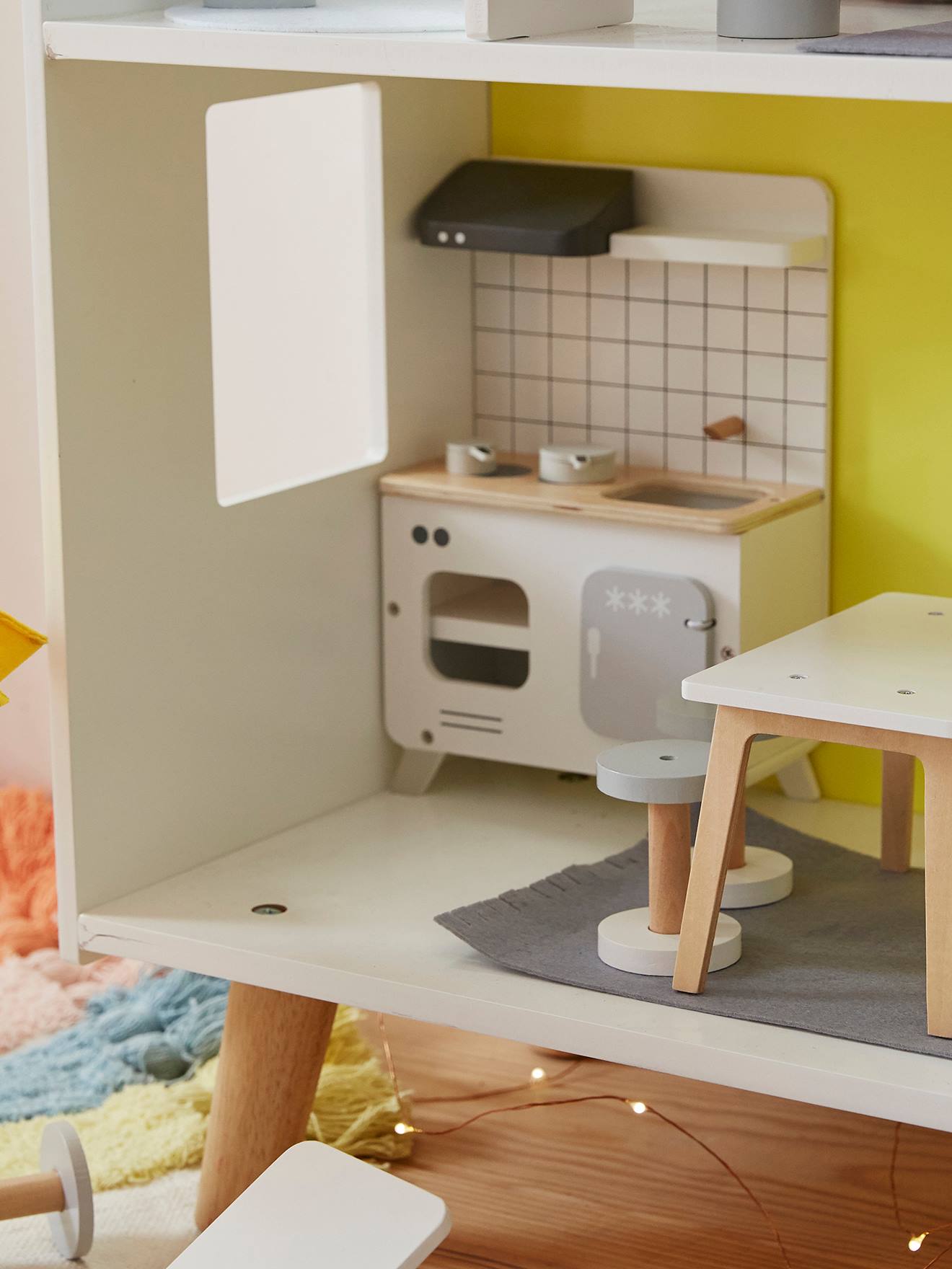 Mobilier de cuisine pour poupée mannequin en bois FSC blanc