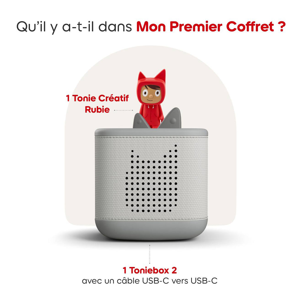 Mon premier coffret Toniebox 2 - boîte à histoires - 1 figurine rubie gris