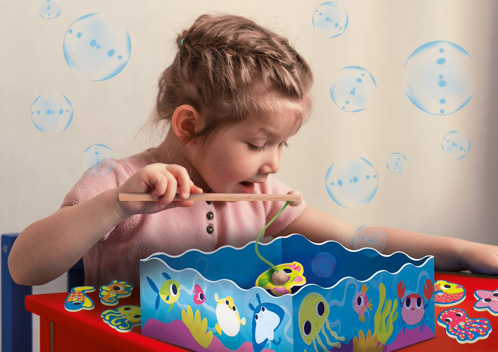 Montessori baby bois fish fun pêche à la ligne magnétique multicolore
