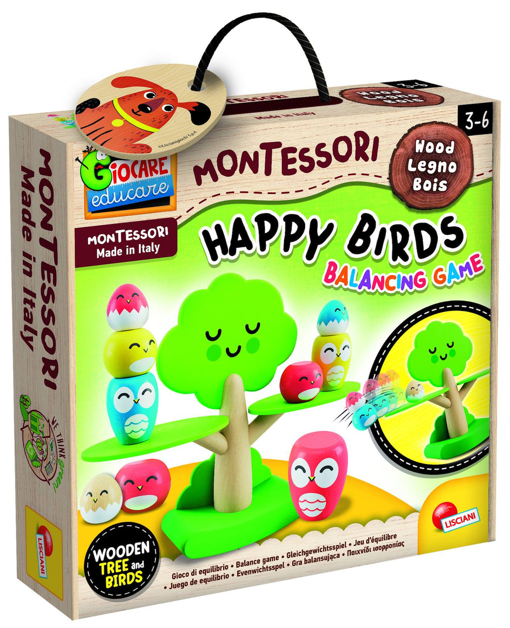 Montessori - équilibrage de l'arbre en bois multicolore