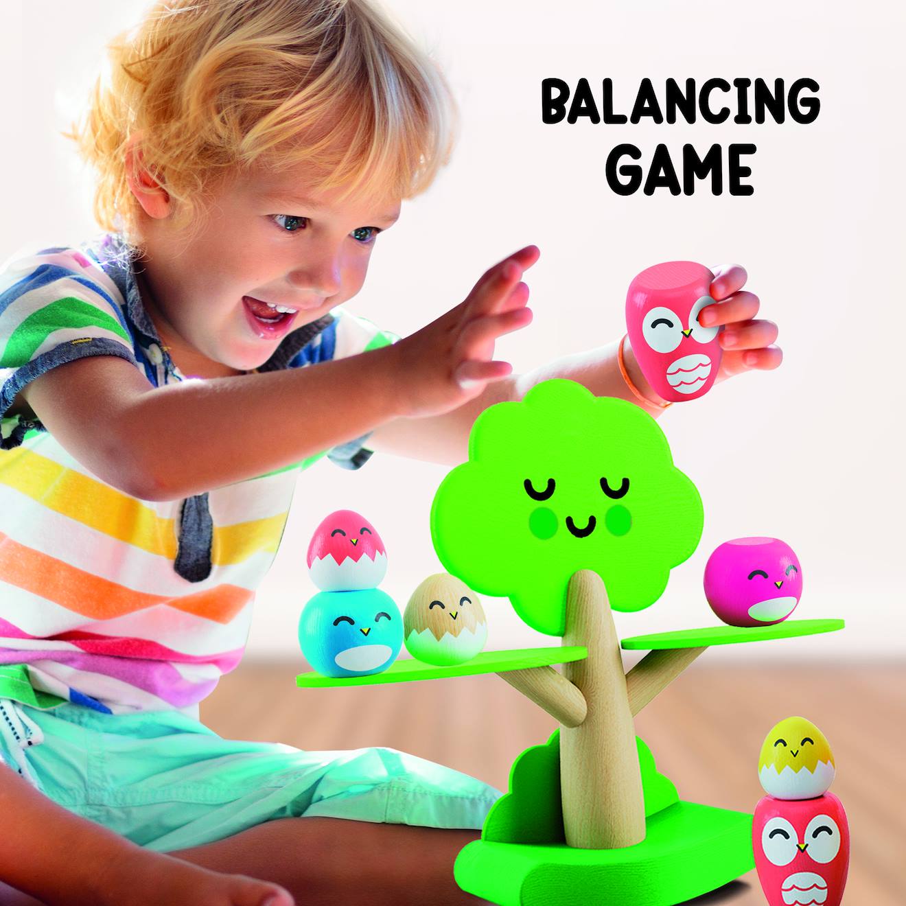 Montessori - équilibrage de l'arbre en bois multicolore