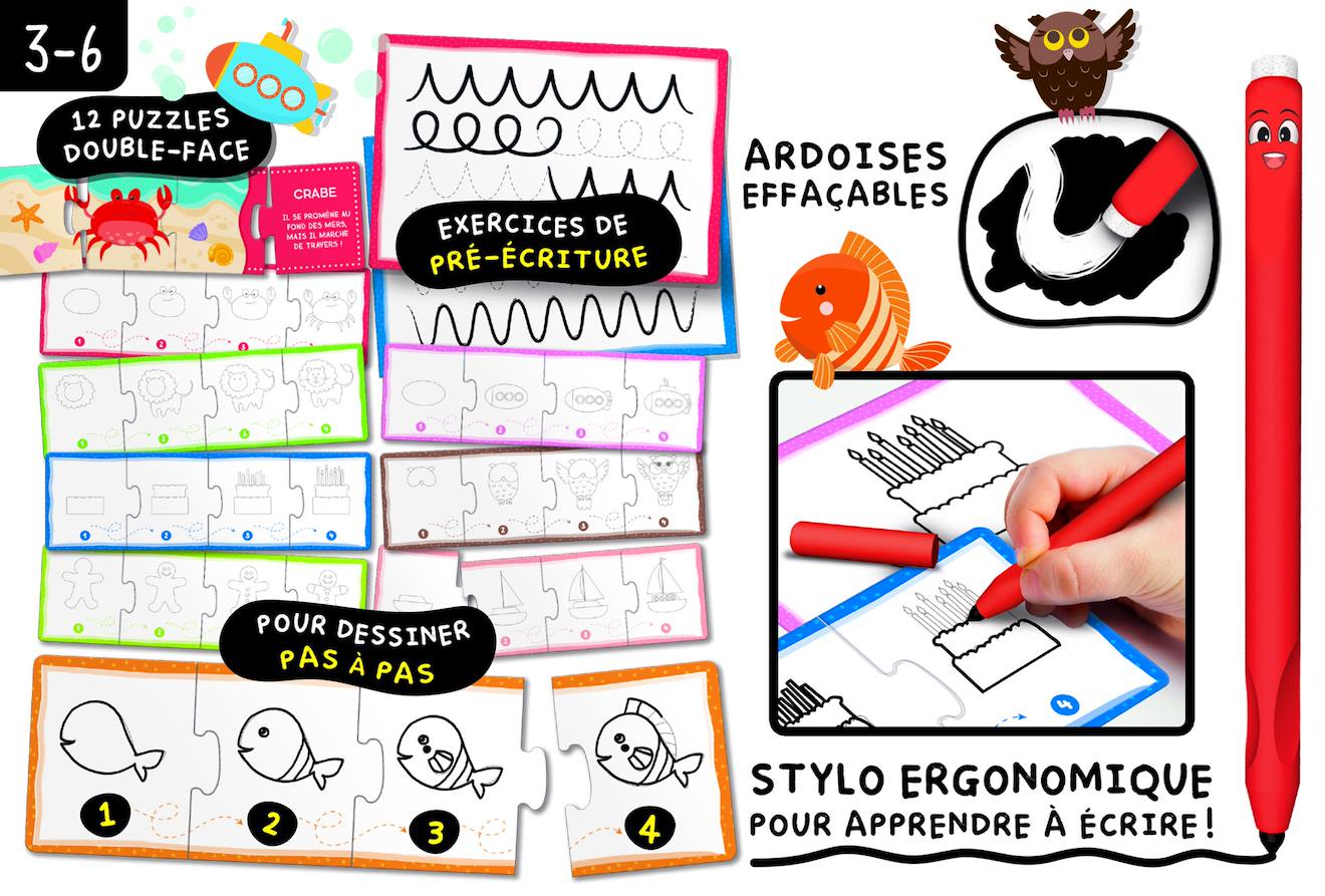 Montessori pen super école de dessin multicolore