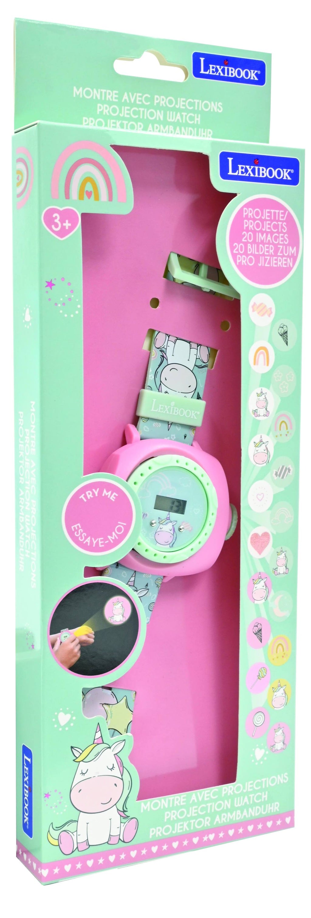 Montre digitale avec projection licorne bleu