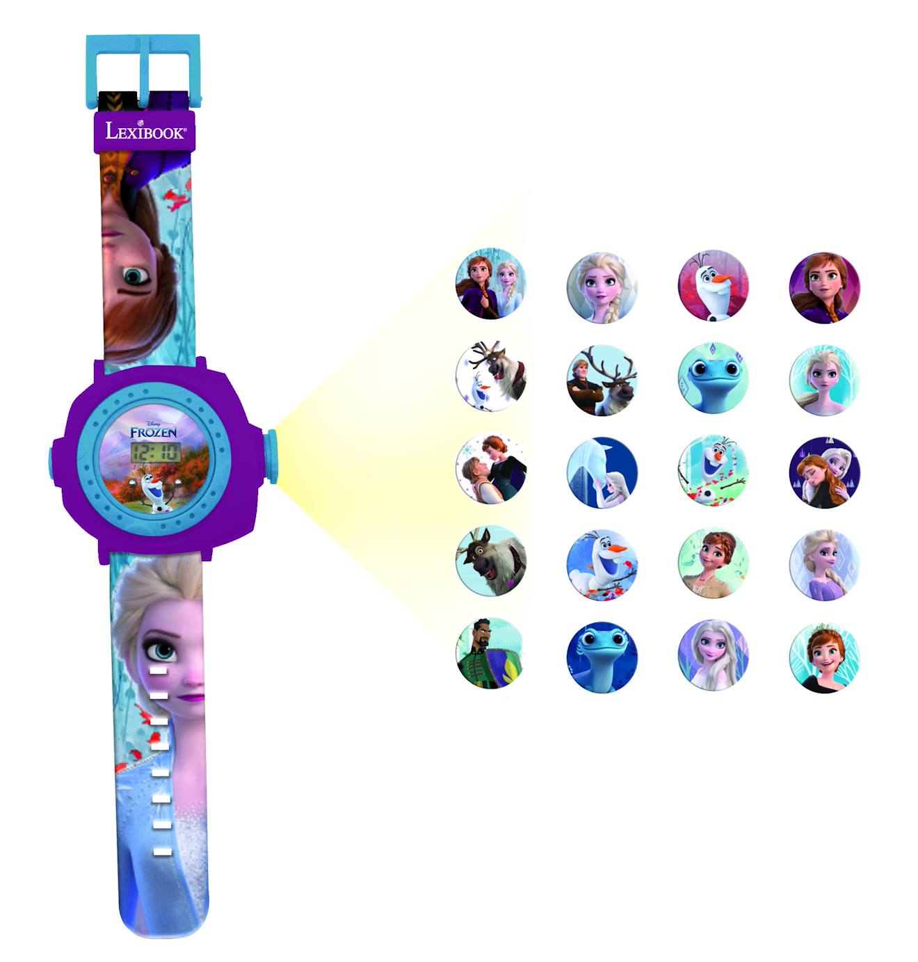Montre digitale avec projection Reine des Neiges bleu