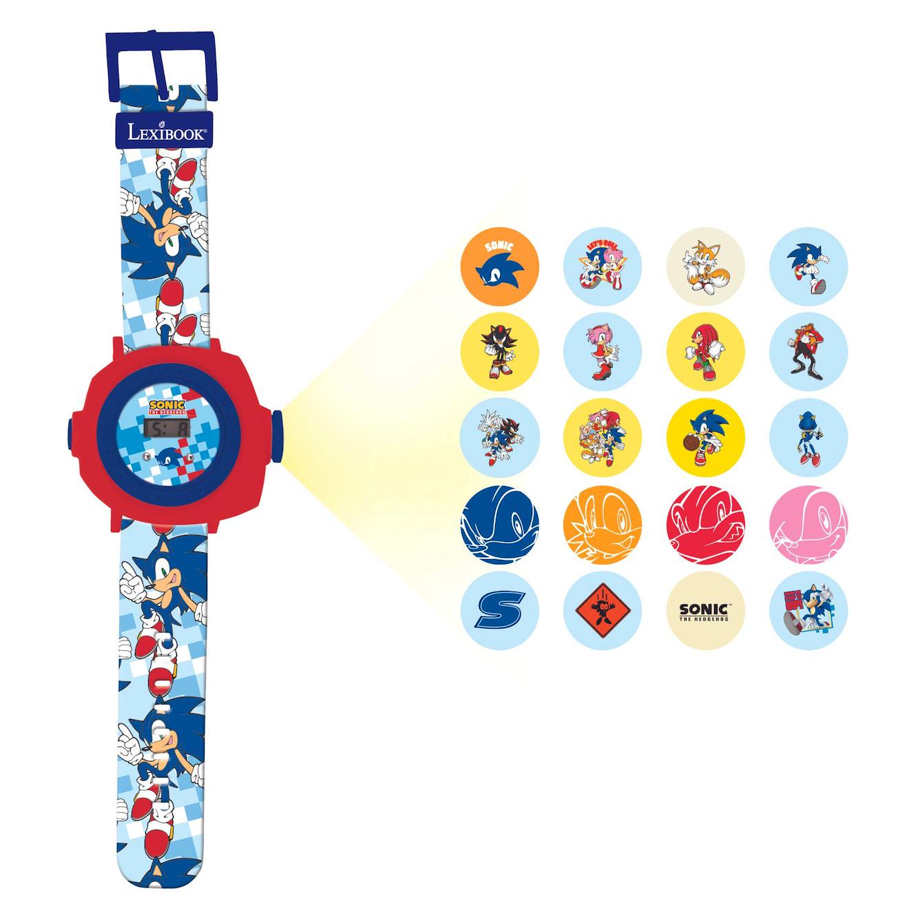 Montre digitale avec projection Sonic bleu