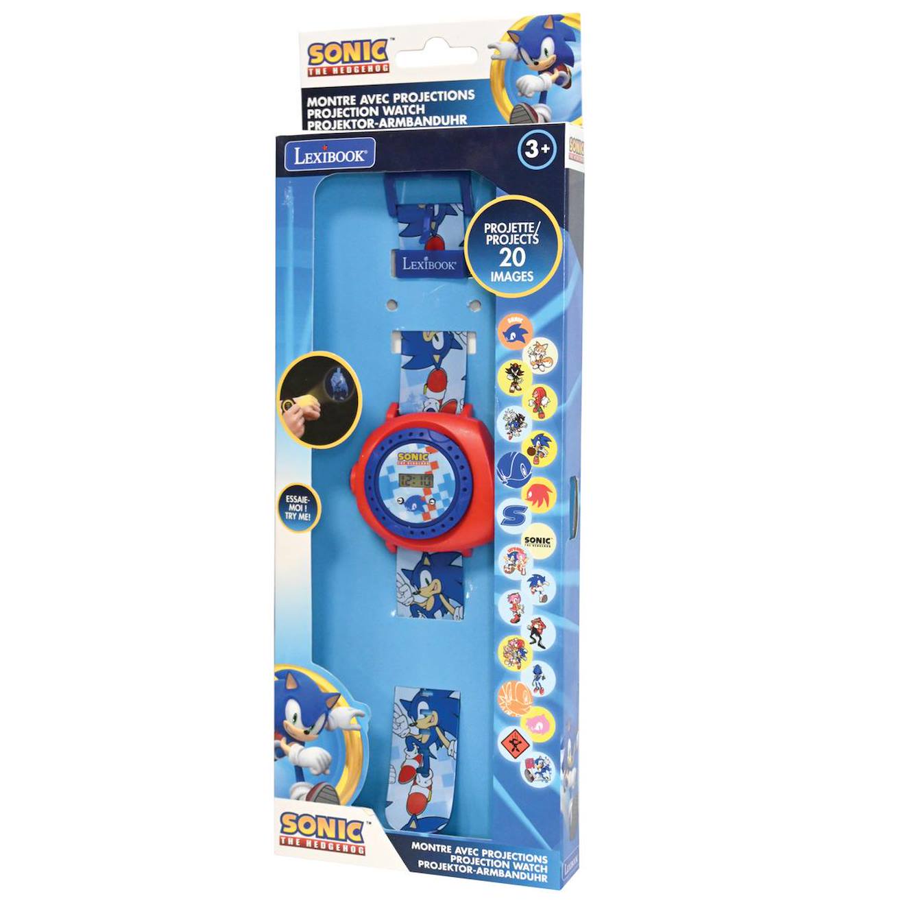 Montre digitale avec projection Sonic bleu