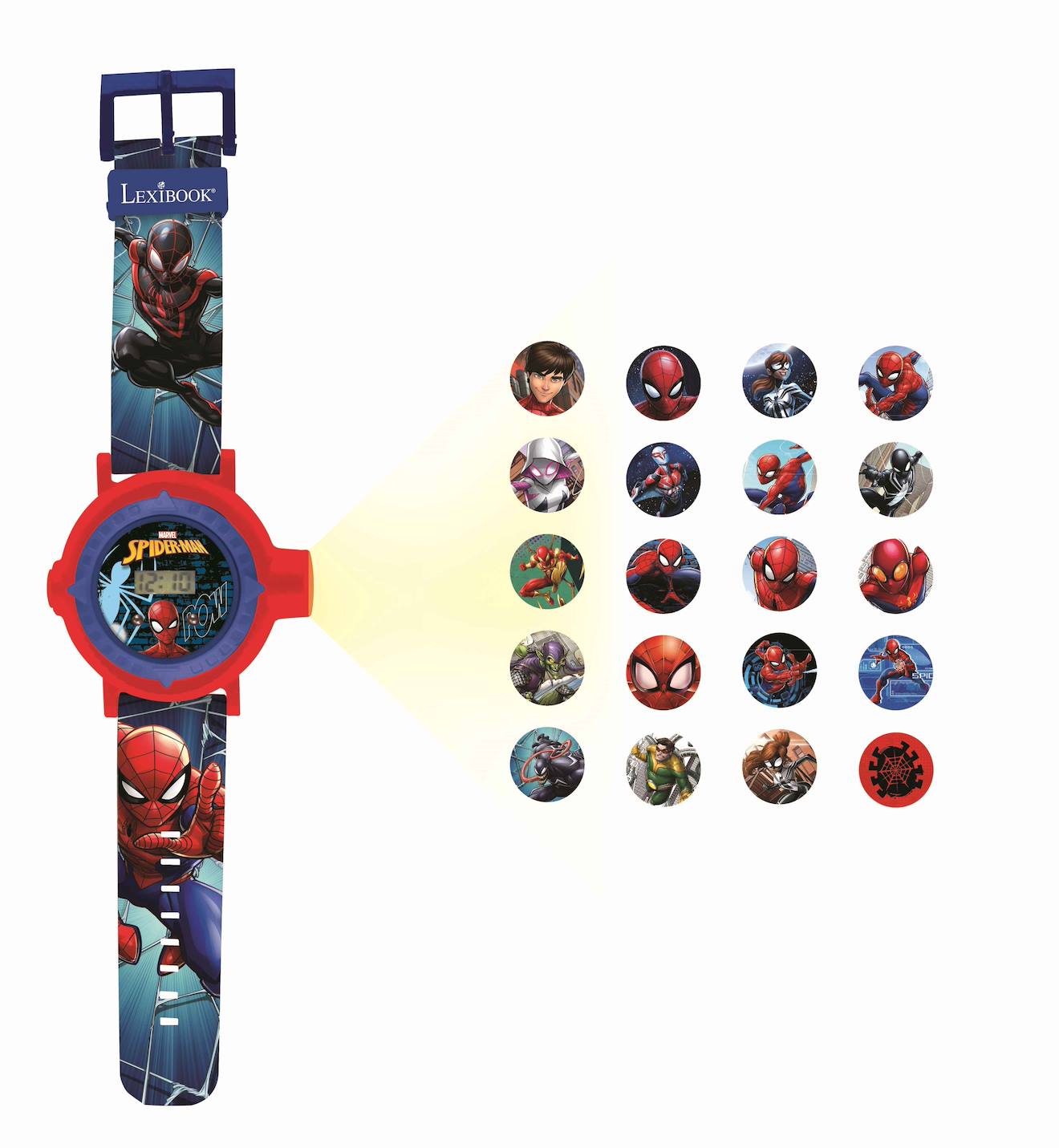 Montre digitale avec projection Spiderman bleu