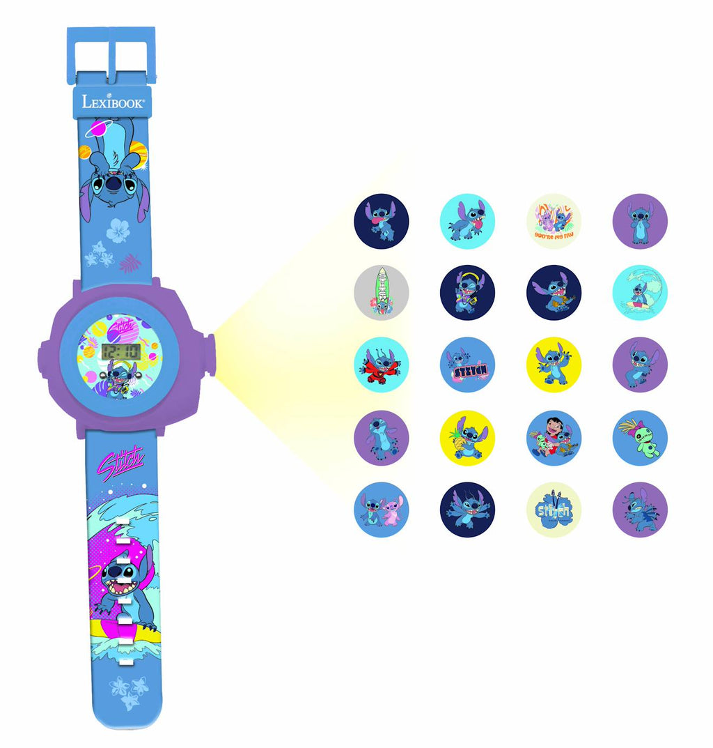 Montre digitale avec projection Stitch - écran digital, 20 projections bleu