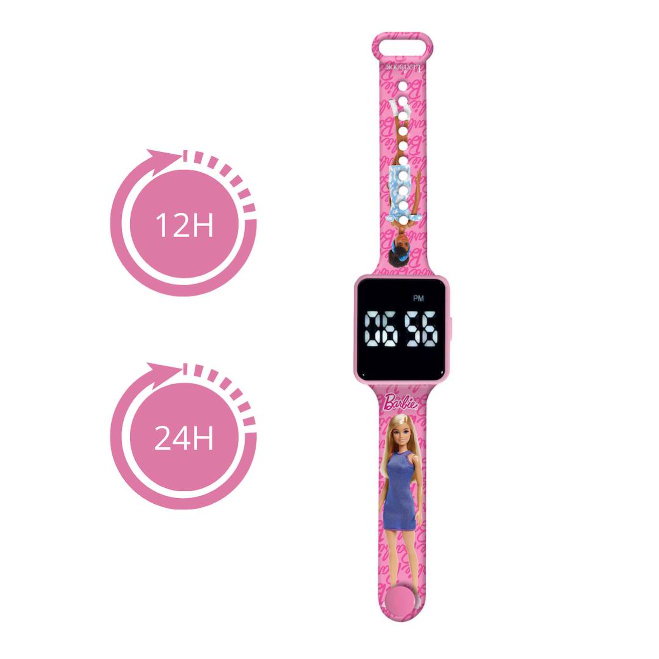 Montre digitale LED Barbie rose